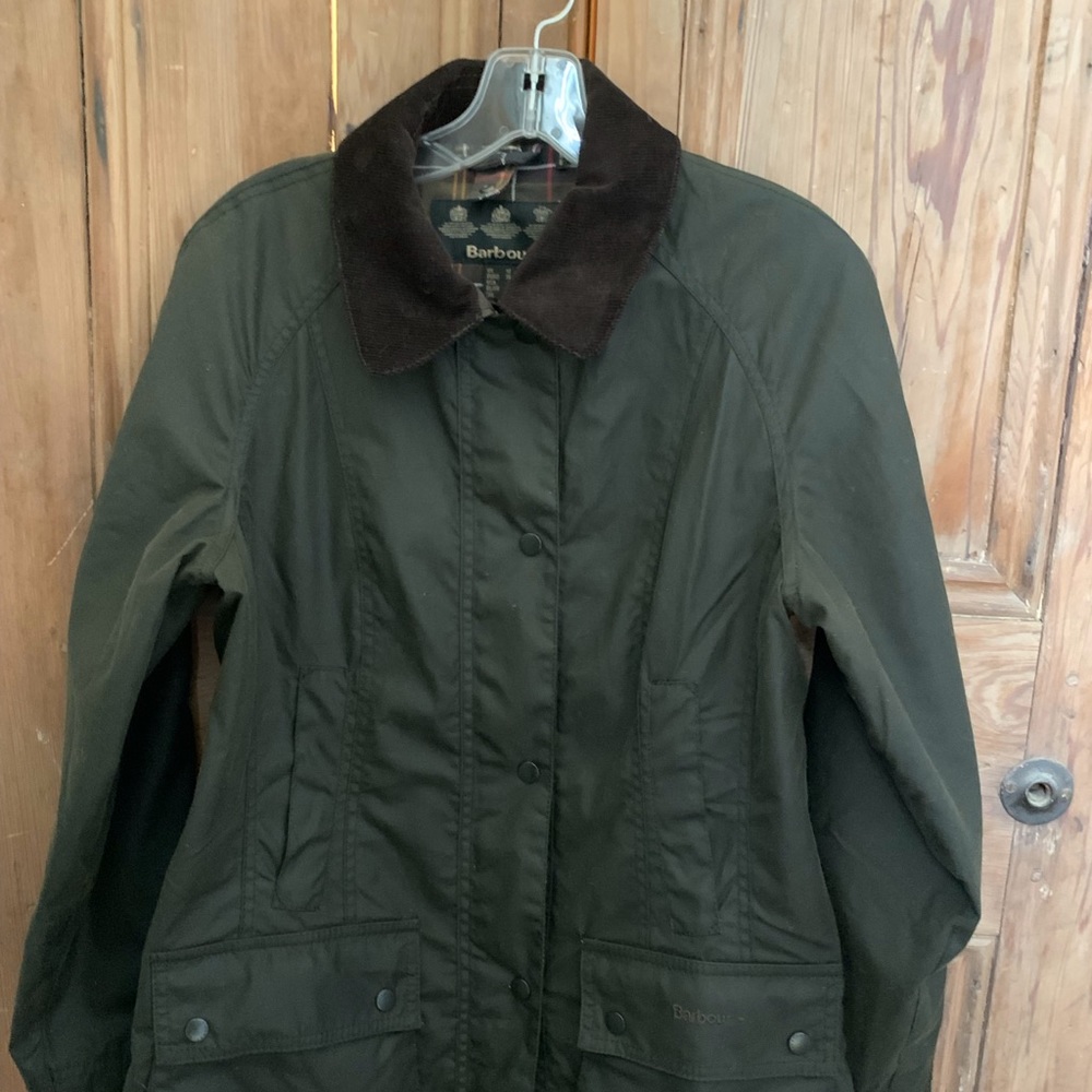 Barbour Beadnell Wax Jacket olive USA 8, Like New, with free hood